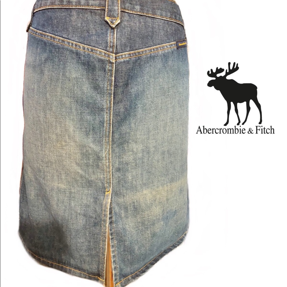 Abercrombie & Fitch Vintage Look Denim Skirt Sz 2 - Picture 5 of 8